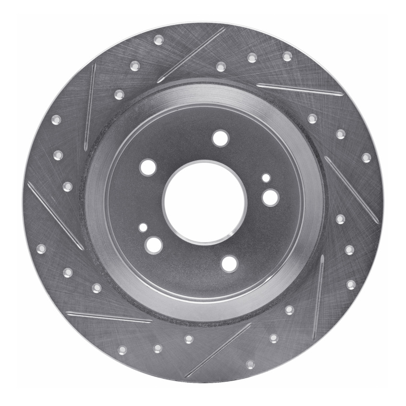 Hyundai Santa Fe Brake Rotor (1) - Rear Right - R1 Concepts - Drilled & Slotted - Silver - `19-`25